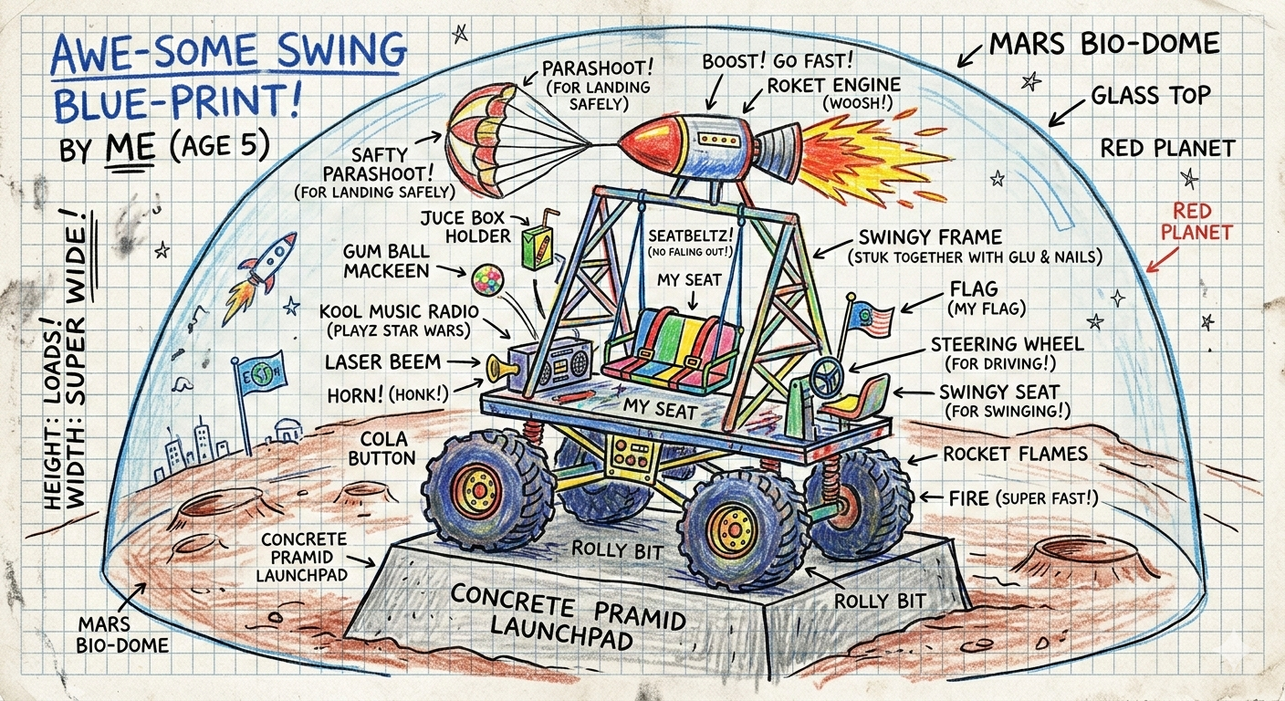A swing blueprint with rocket engines, homing-lasers and wheels.